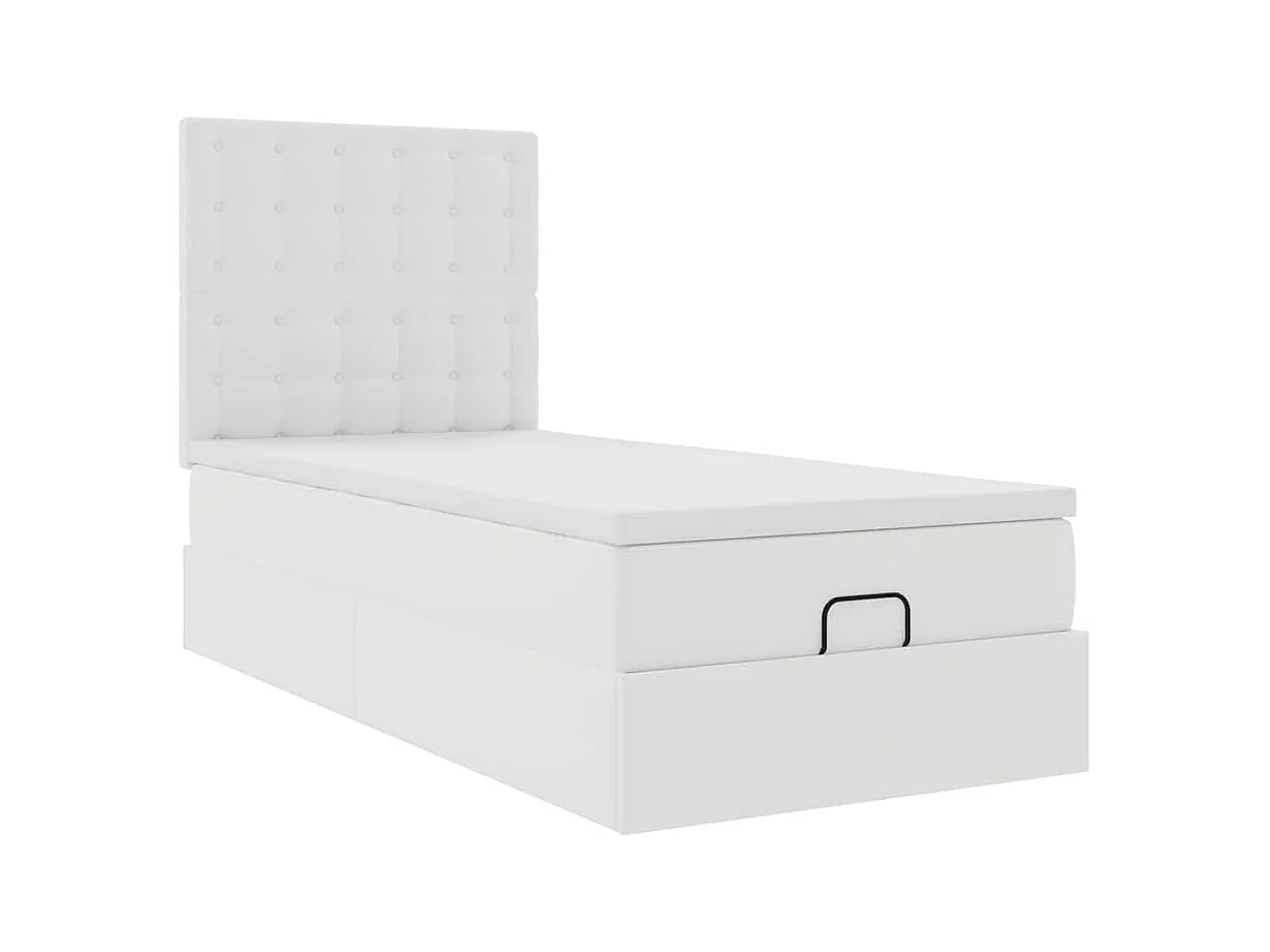 Ottoman-Bett mit Matratze Weiß 100x200 cm Kunstleder