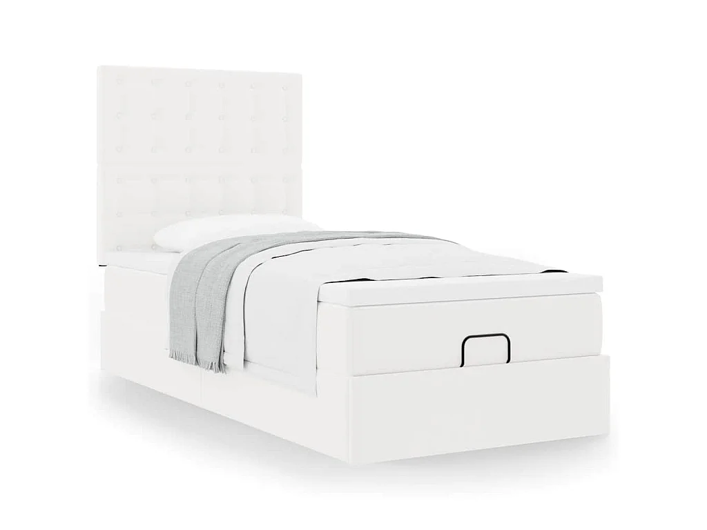 Ottomaanse bed met matras 100x200cm kunstleer wit