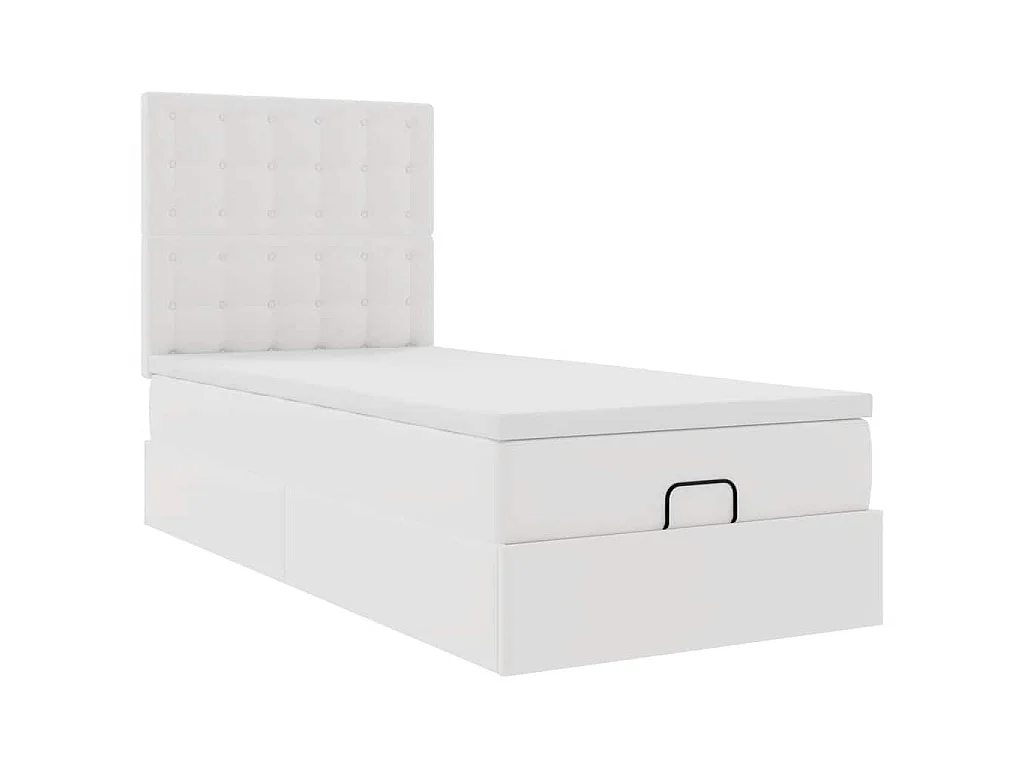 Ottomaanse bed met matras 100x200cm kunstleer wit