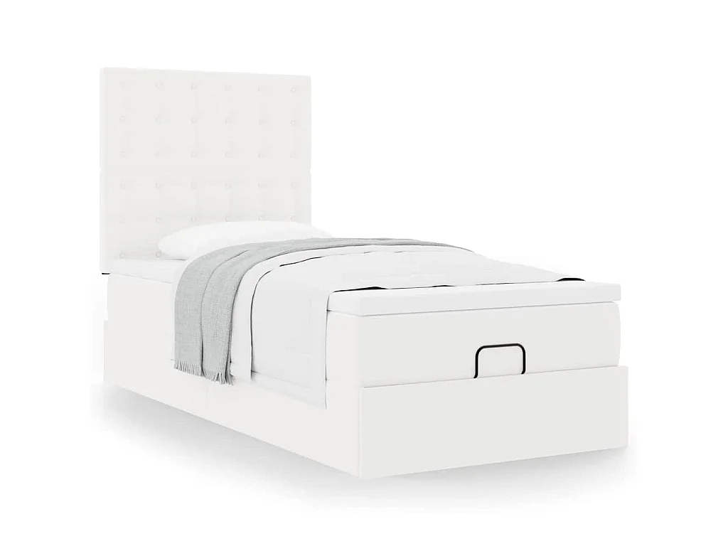 Ottomaanse bed met matras 100x200cm kunstleer wit