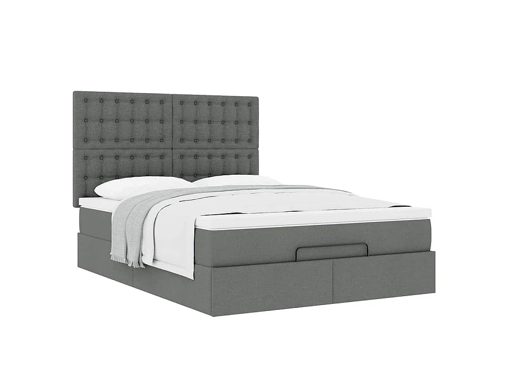 Estructura cama otomana colchón tela gris oscuro 140x190cm