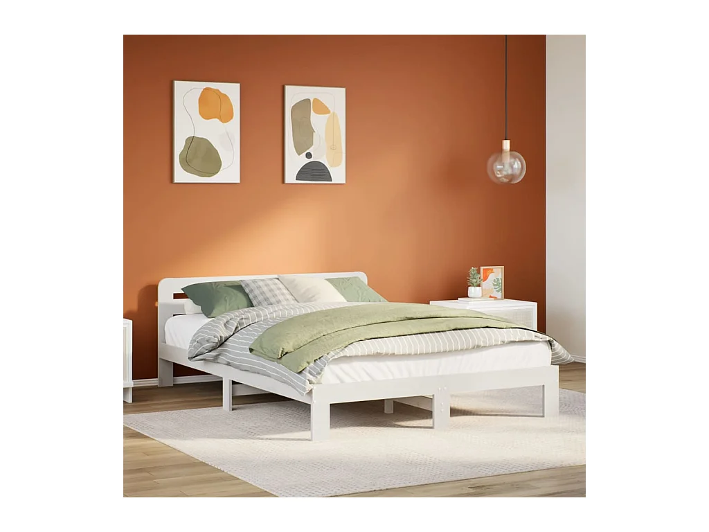 Cadre de lit sans matelas blanc 160x200 cm bois de pin massif