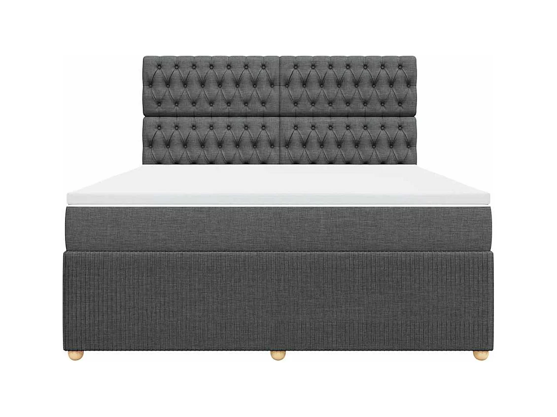 Sommier à lattes de lit avec matelas Gris foncé 180x200cm Tissu