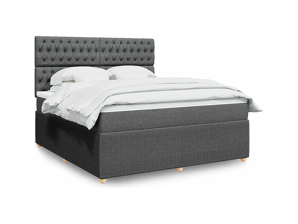 Boxspring met matras stof donkergrijs 180x200 cm