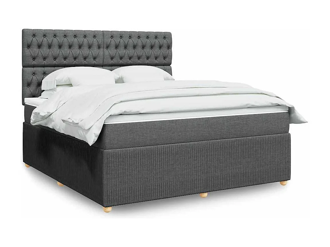 Boxspringbett mit Matratze Dunkelgrau 180x200 cm Stoff