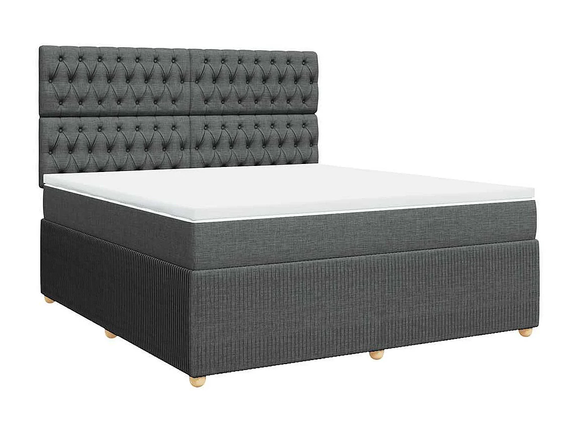 Sommier à lattes de lit avec matelas Gris foncé 180x200cm Tissu
