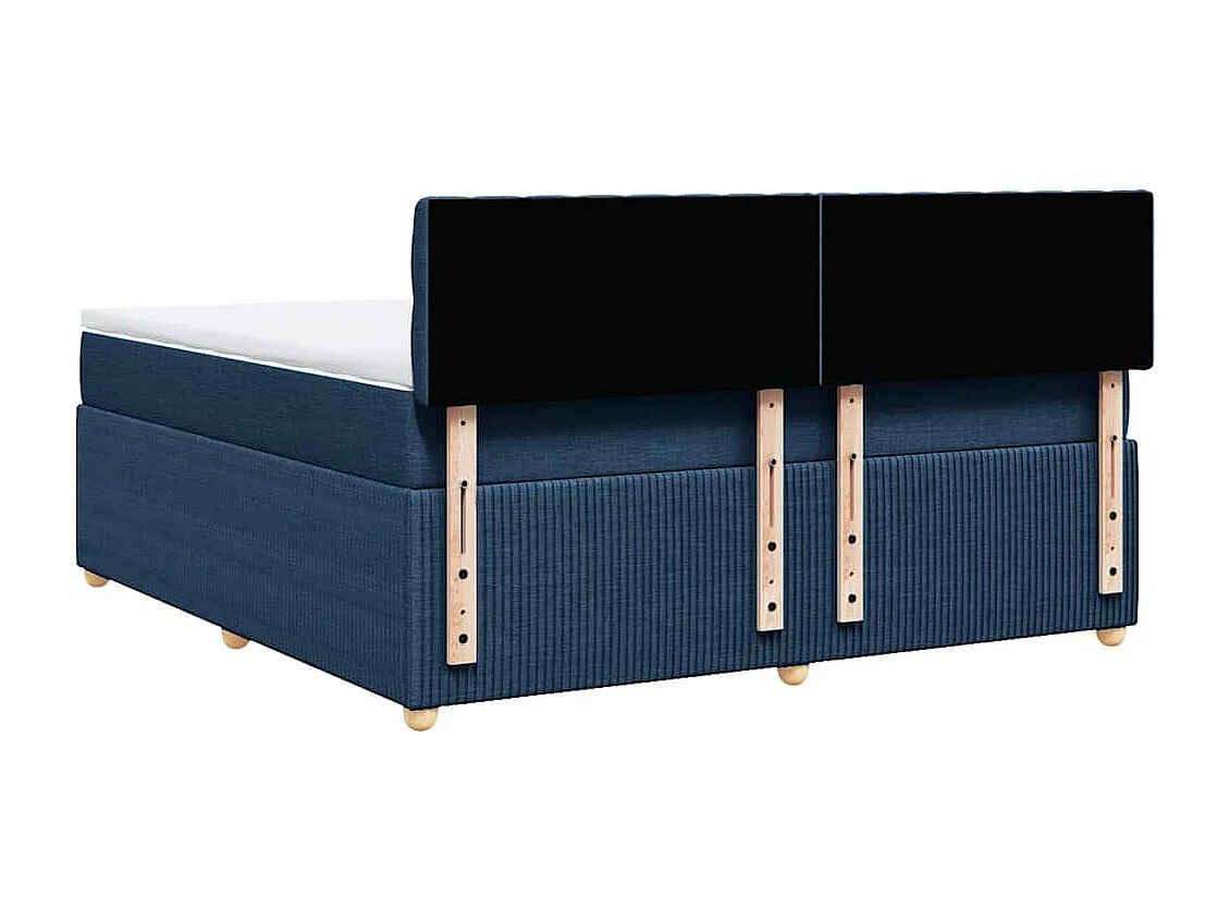 Cama box spring con colchón tela azul 180x200 cm