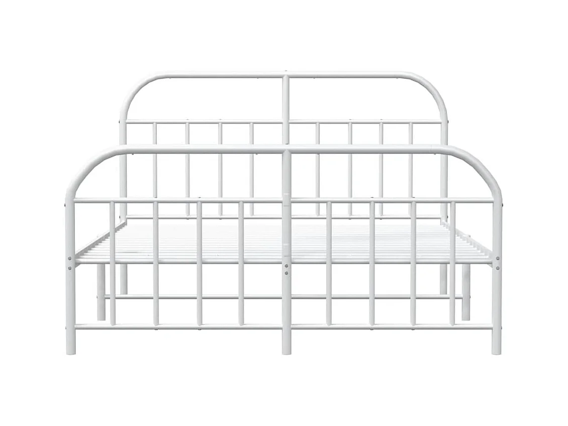 Bettgestell mit Kopf- und Fußteil Metall Weiß 140x200 cm