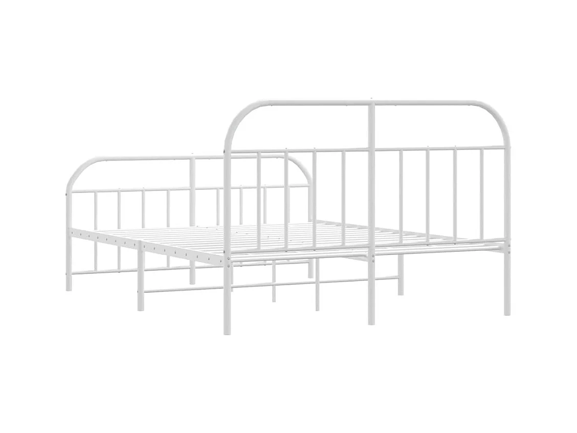 Bettgestell mit Kopf- und Fußteil Metall Weiß 140x200 cm