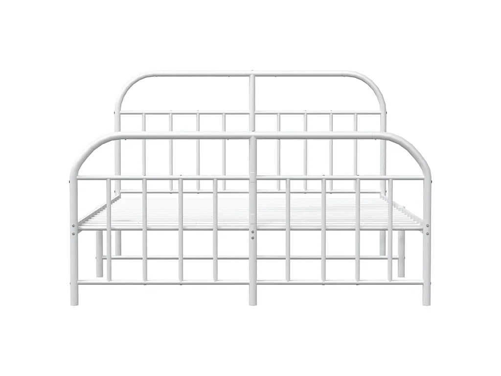 Cadre de lit métal sans matelas et pied de lit blanc 140x200 cm
