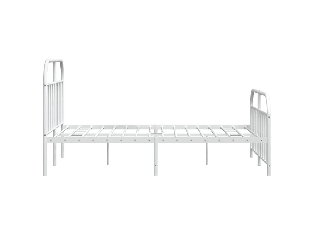 Cadre de lit métal sans matelas et pied de lit blanc 140x200 cm