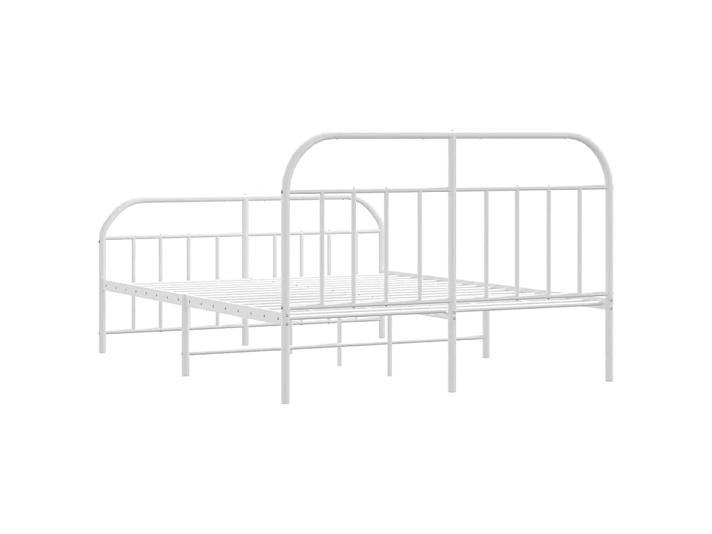 Cadre de lit métal sans matelas et pied de lit blanc 140x200 cm
