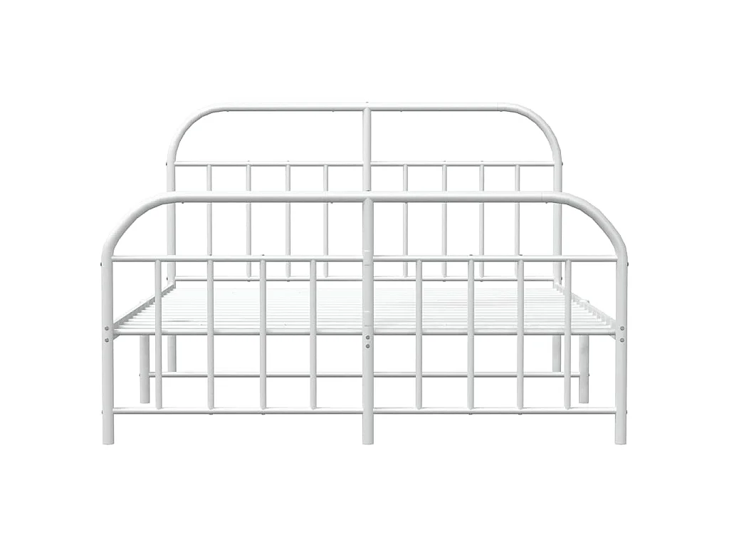Cadre de lit métal sans matelas et pied de lit blanc 140x200 cm