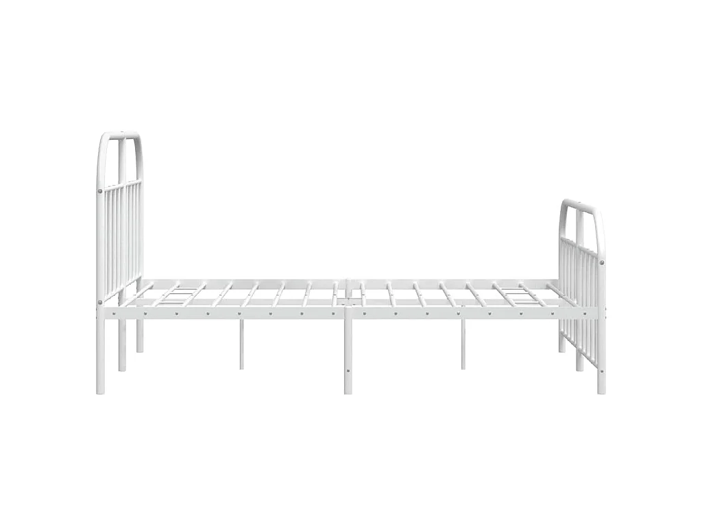Cadre de lit métal sans matelas et pied de lit blanc 140x200 cm