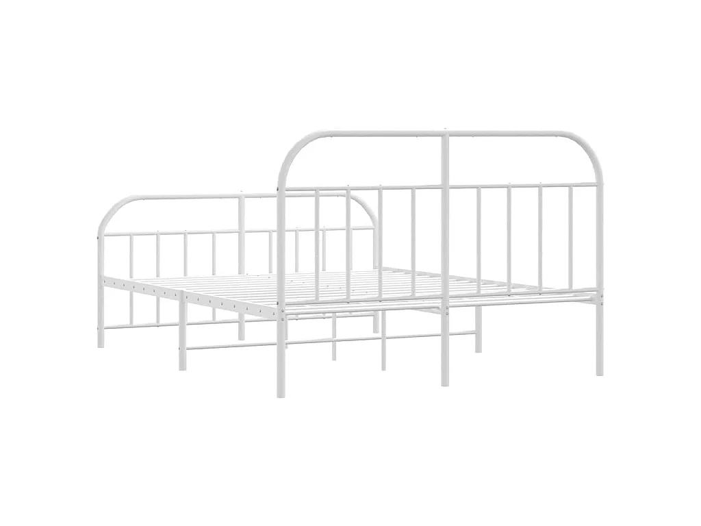 Cadre de lit métal sans matelas et pied de lit blanc 140x200 cm
