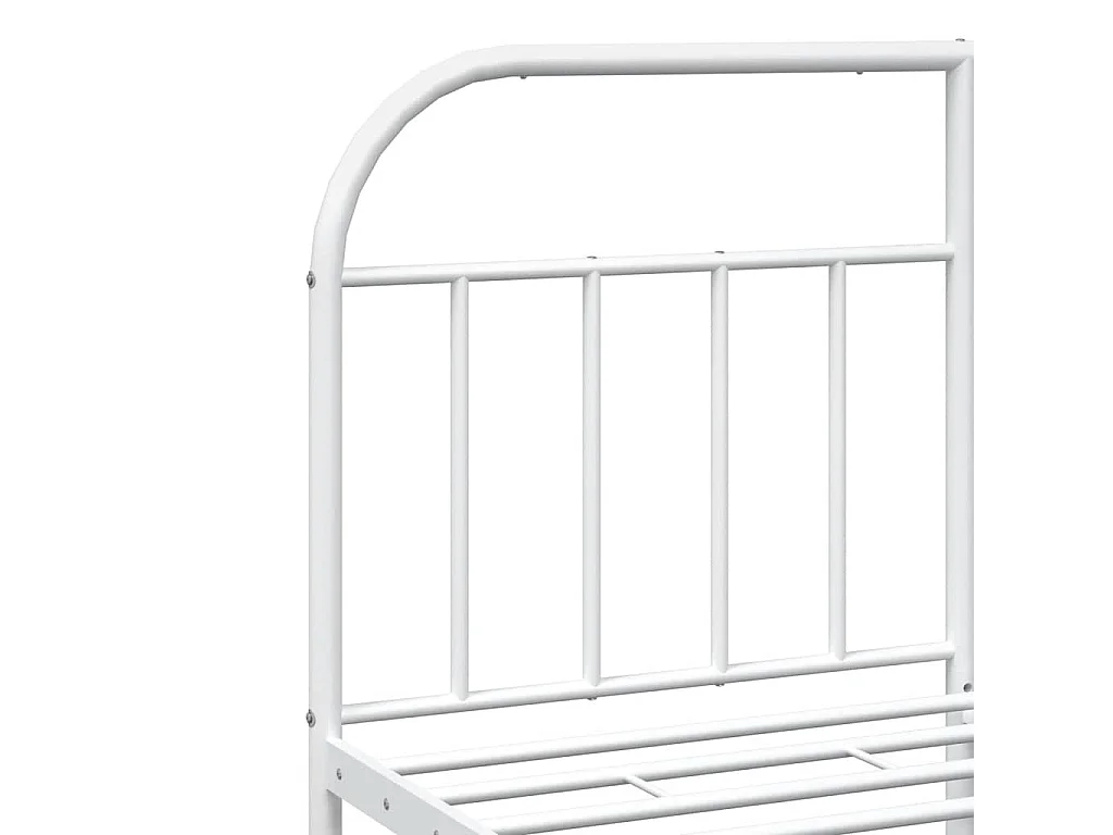 Cadre de lit métal sans matelas et pied de lit blanc 140x200 cm
