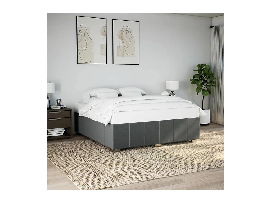 Cadre de lit sans matelas gris foncé 180x200 cm tissu
