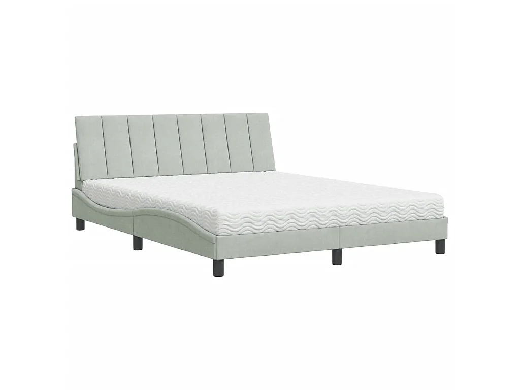 Letto con Materasso Hanko Grigio Chiaro 160x200 cm in Velluto