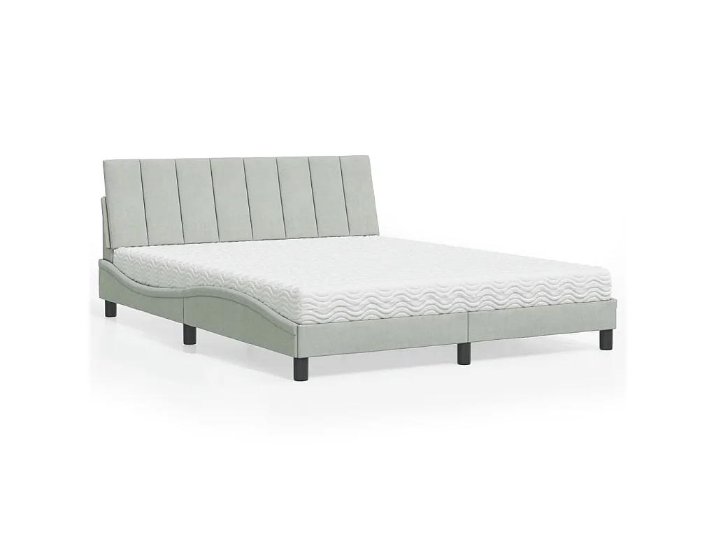 Letto con Materasso Hanko Grigio Chiaro 160x200 cm in Velluto