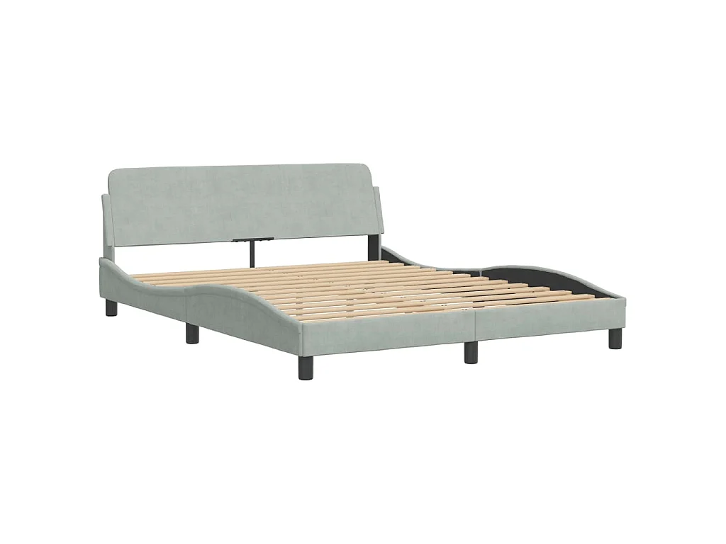 Letto con Materasso Hanko Grigio Chiaro 160x200 cm in Velluto
