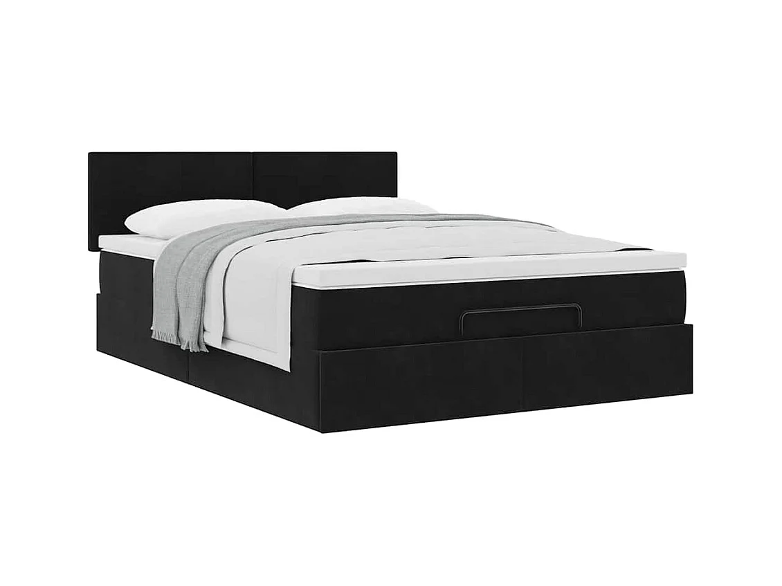 Ottoman bed met matras 140x190cm fluweel zwart
