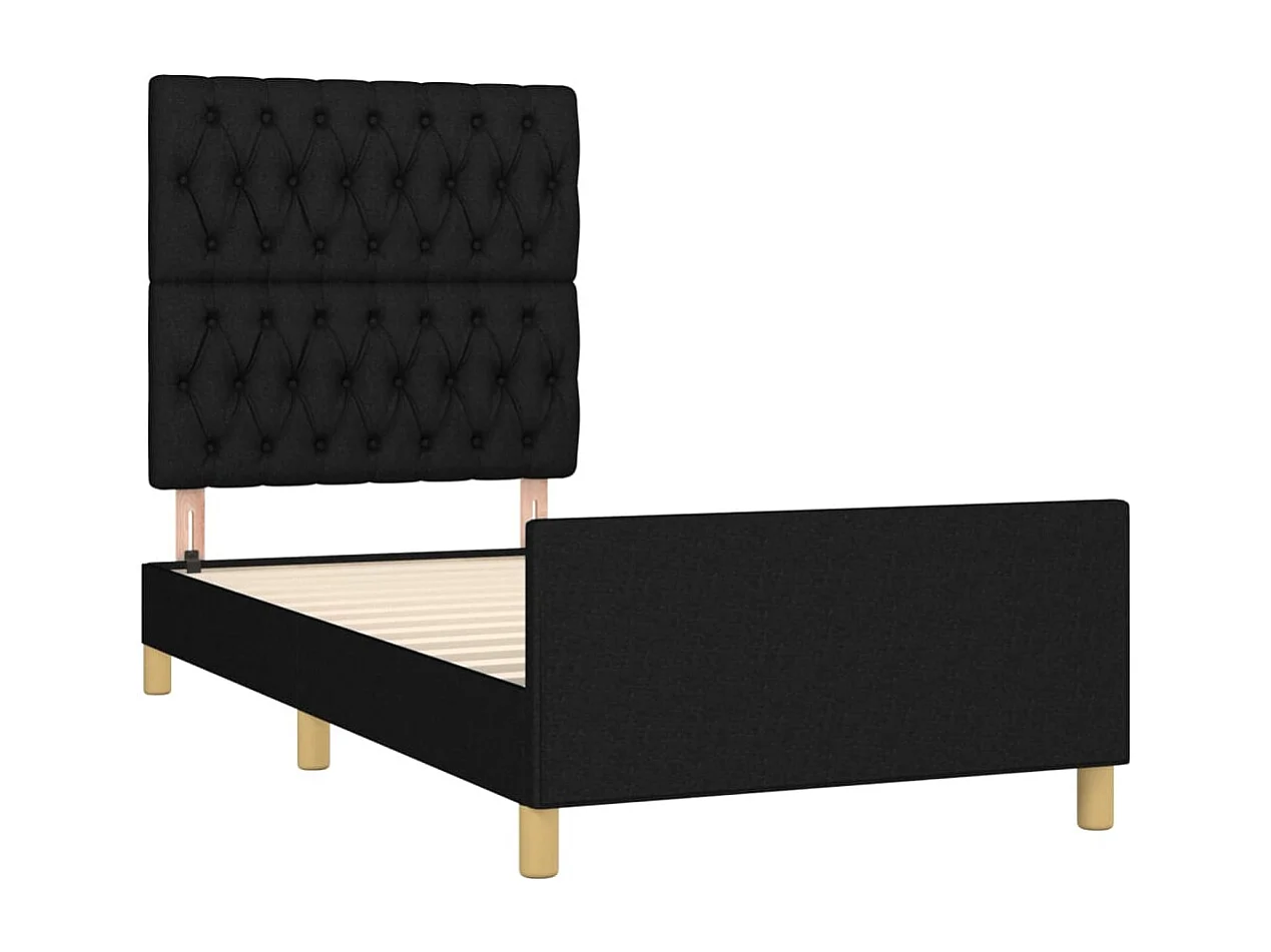Estructura de cama sin colchón tela negro 100x200 cm