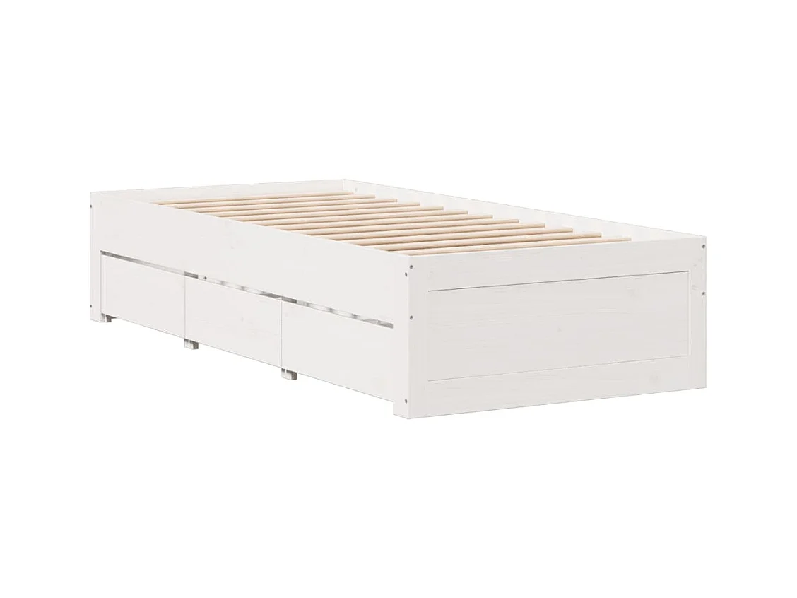 Giroletto senza Materasso con Cassetti Bianco 90x190 cm Pino