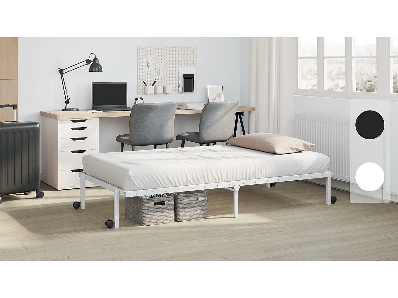 Cadre de lit sans matelas pliable blanc 90x200 cm acier