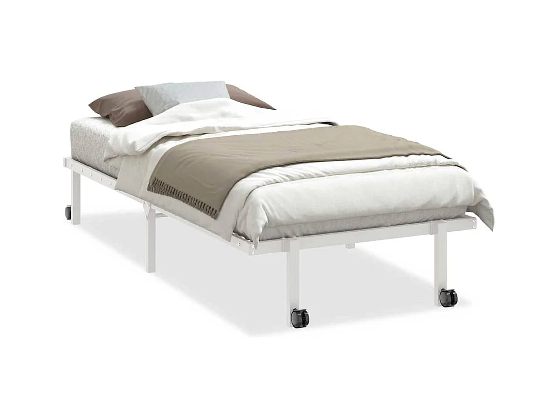 Cadre de lit sans matelas pliable blanc 90x200 cm acier