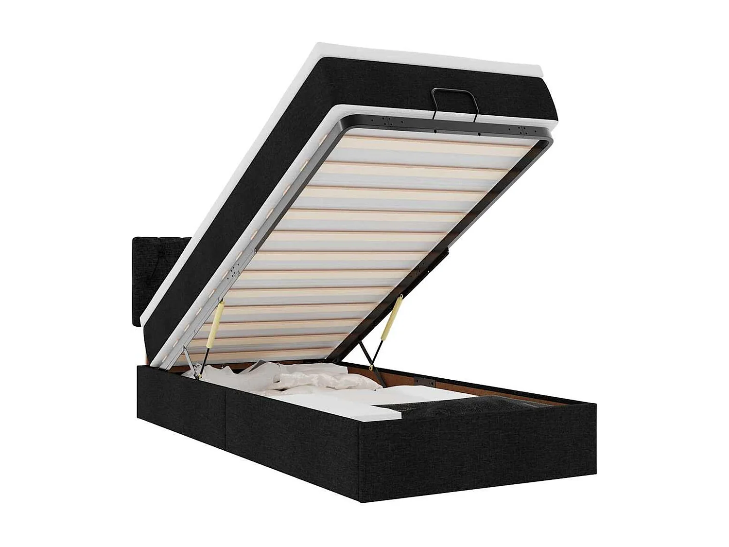 Ottoman bed met matras en LED's 90x190cm stof zwart