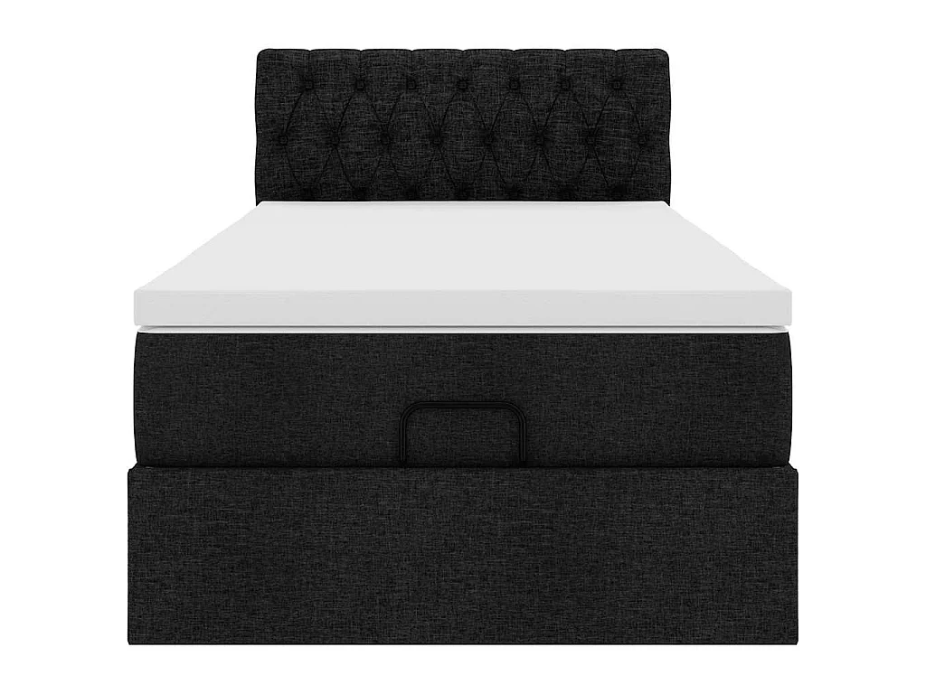 Ottoman-Bett mit Matratze & LEDs Schwarz 90x190 cm Stoff