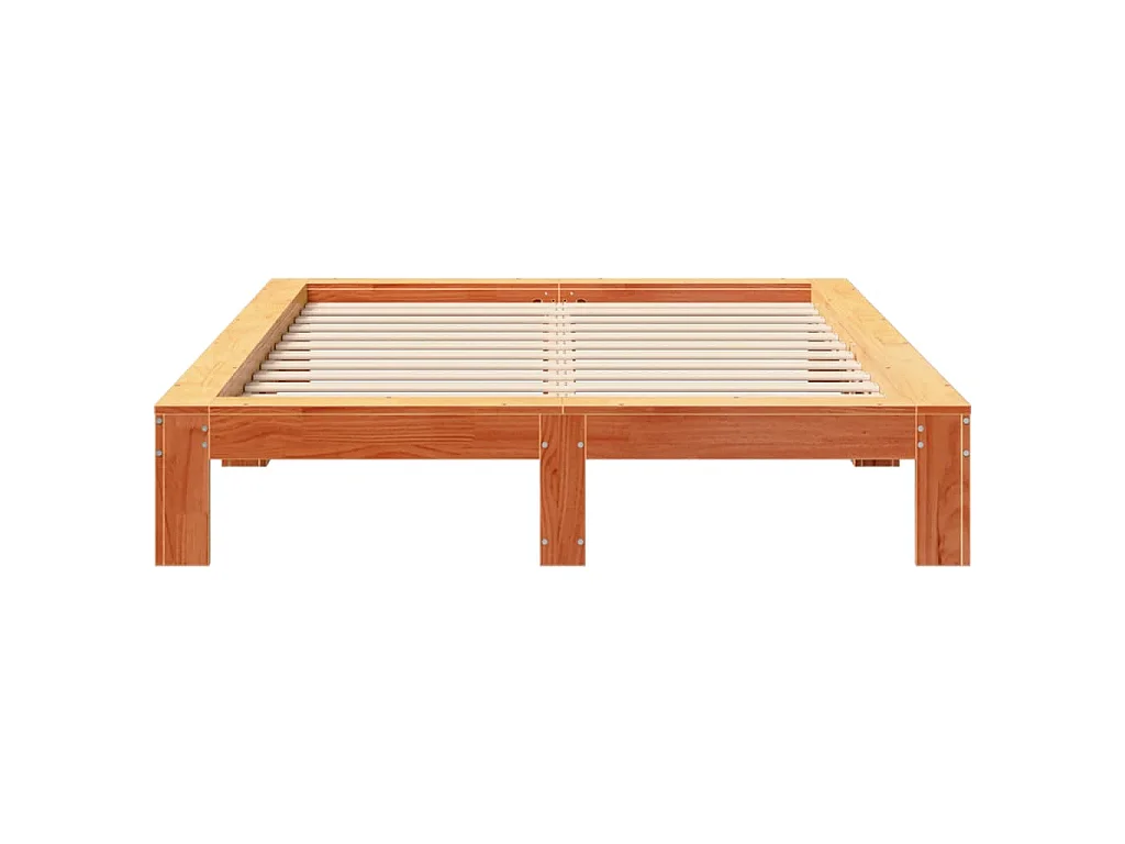 Cadre de lit sans matelas cire marron 140x190cm bois pin massif