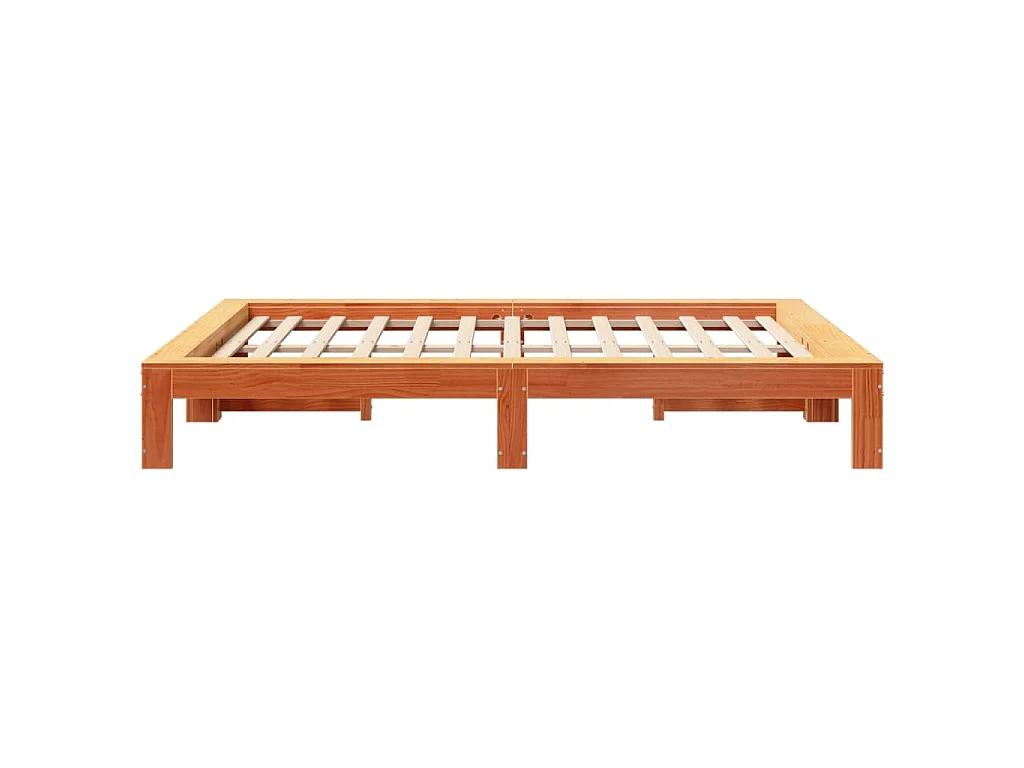 Cadre de lit sans matelas cire marron 140x190cm bois pin massif
