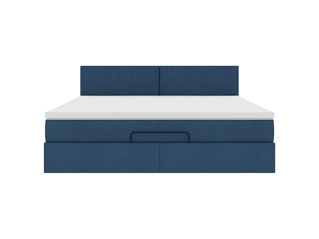 Cadre de lit ottoman avec matelas bleu 180x200 cm tissu