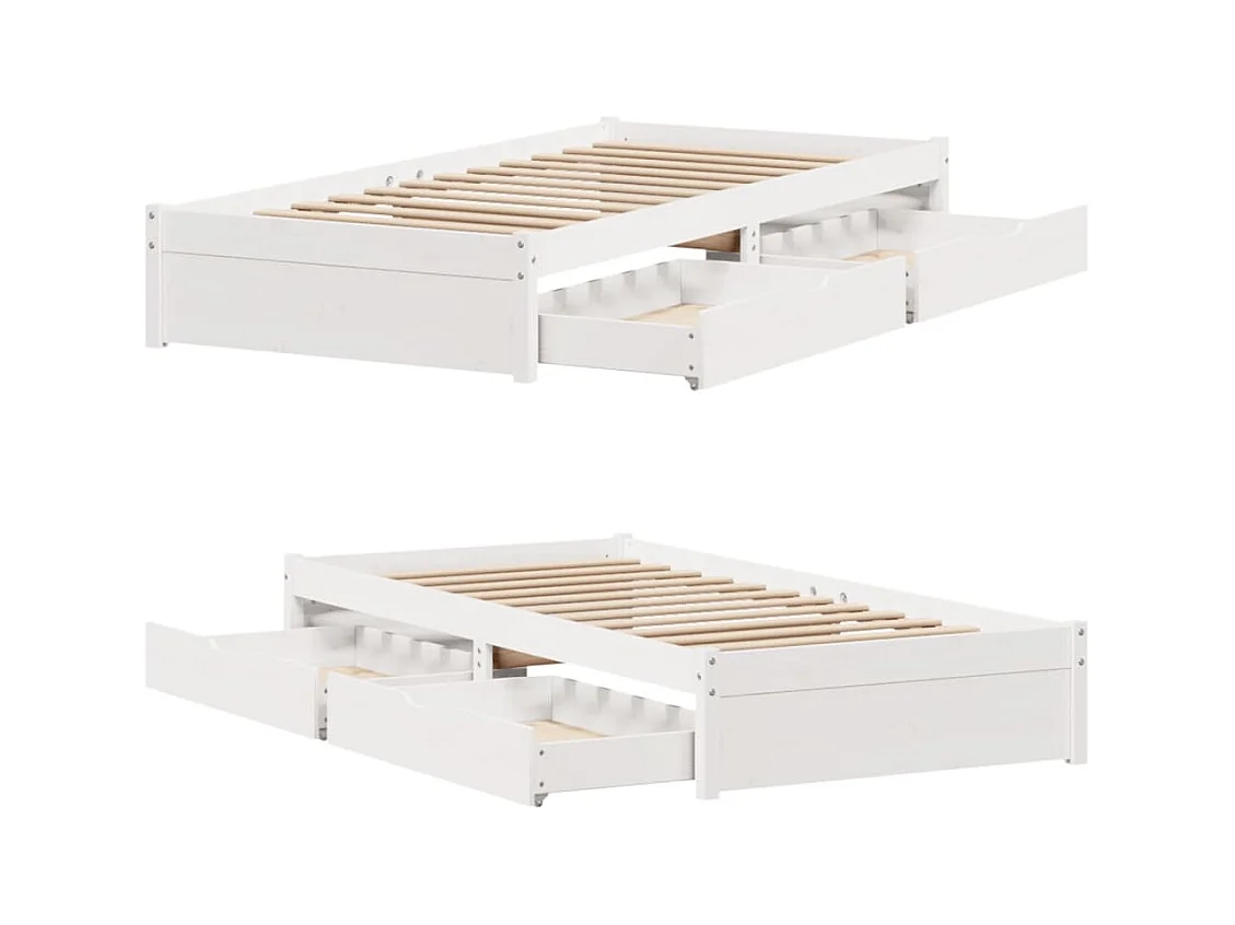 Bedframe zonder matras massief grenenhout wit 140x200 cm