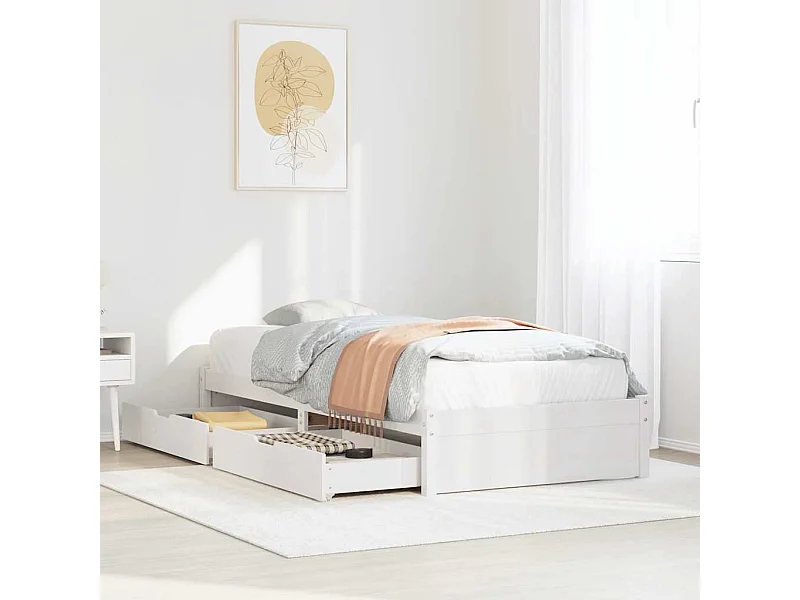 Cadre de lit sans matelas blanc 100x200 cm bois de pin massif