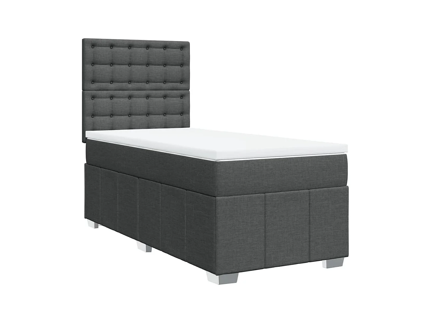 Cama box spring con colchón tela gris oscuro 90x200 cm