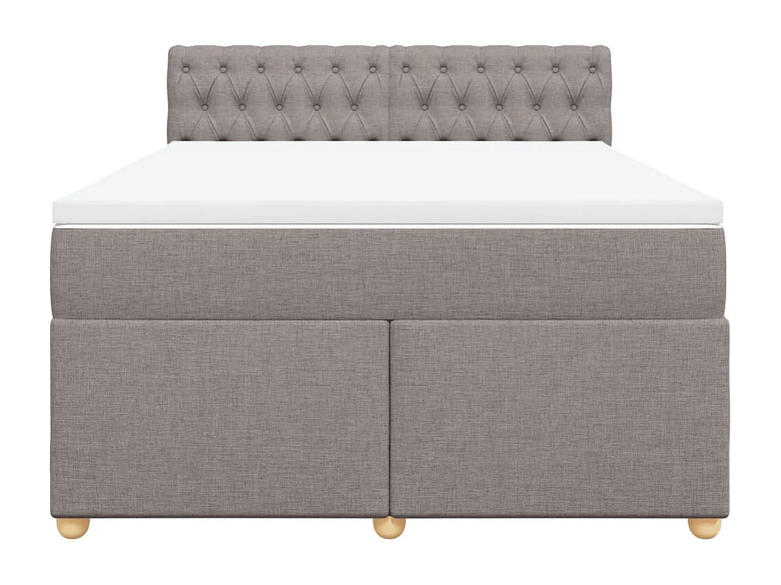 Cama box spring con colchón tela gris taupe 140x190 cm