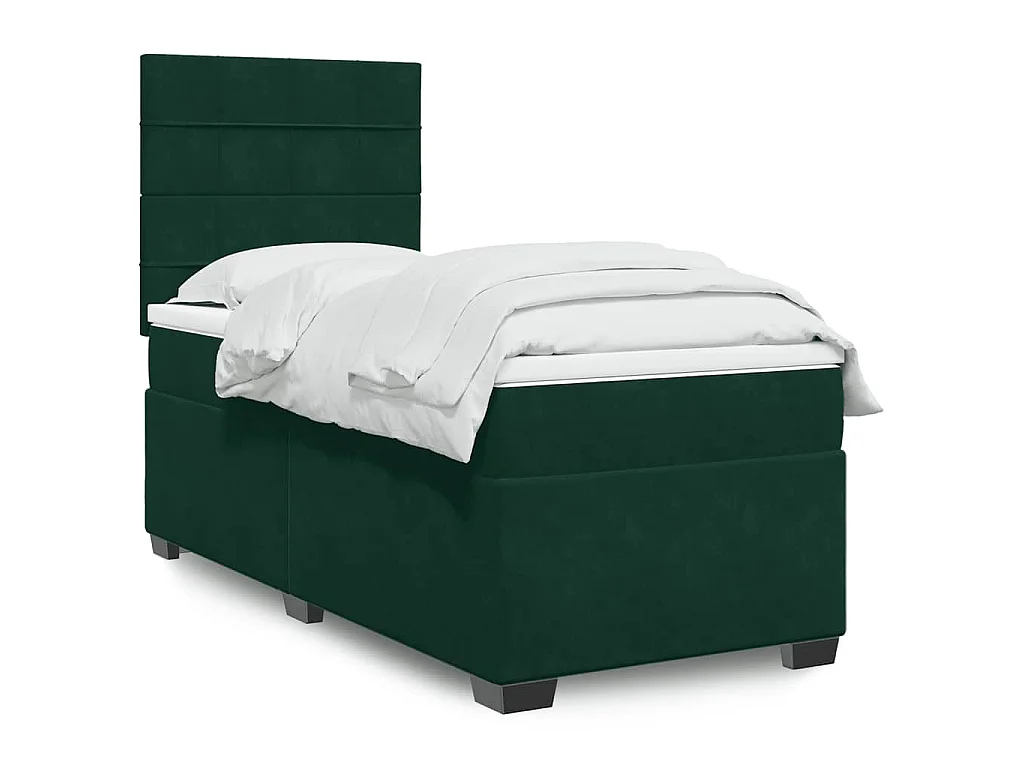 Boxspring met matras fluweel donkergroen 90x190 cm