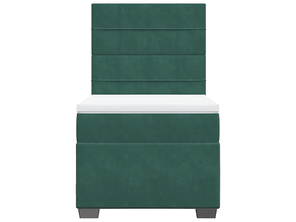 Cama com molas/colchão 90x190 cm veludo verde-escuro