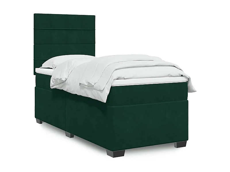 Sommier à lattes de lit avec matelas Vert foncé 90x190 cm