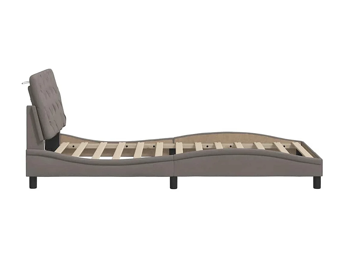 Giroletto con LED senza Materasso Tortora 100x200 cm in Tessuto