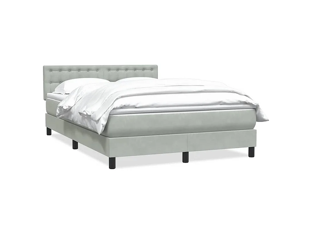 Boxspring met matras fluweel lichtgrijs 160x220 cm