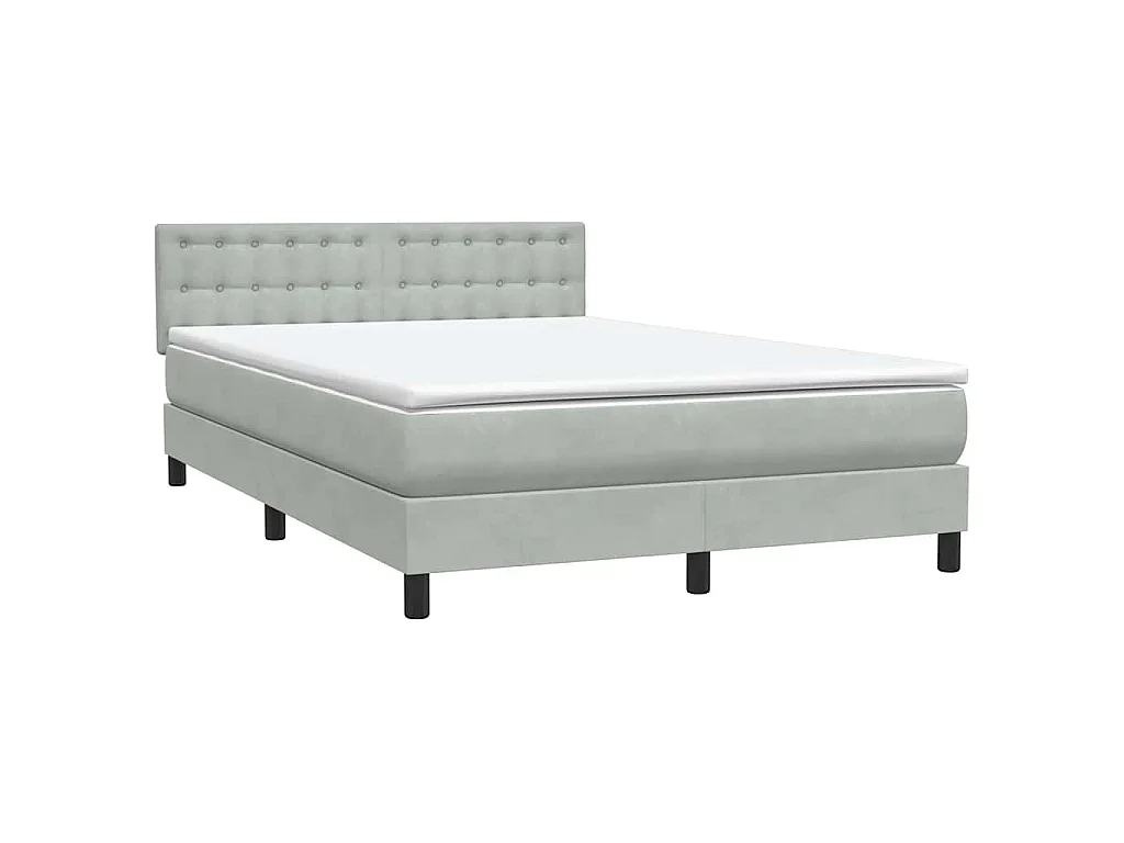 Boxspring met matras fluweel lichtgrijs 160x220 cm
