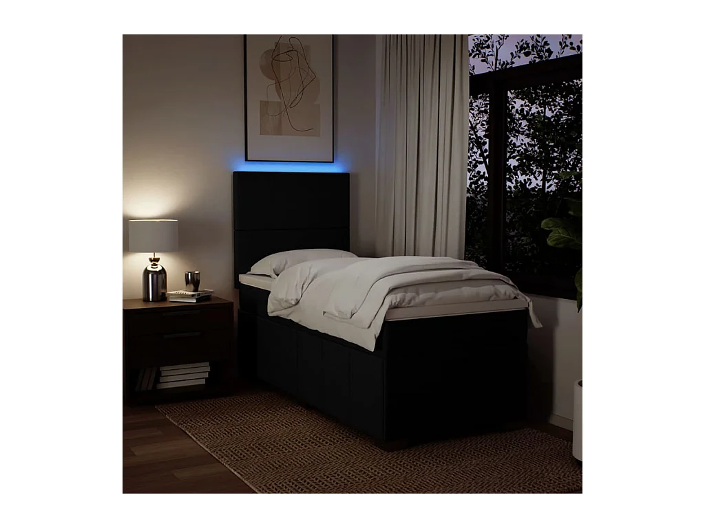 Giroletto a Molle con Materasso Nero 90x200 cm in Tessuto