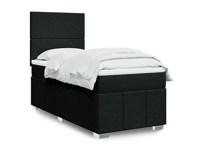 Boxspringbett mit Matratze Schwarz 90x200 cm Stoff