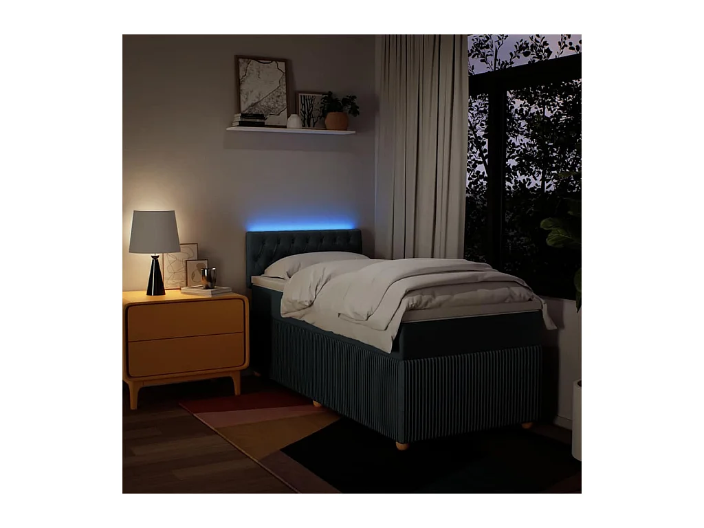 Sommier à lattes de lit avec matelas Bleu 90x200 cm Tissu