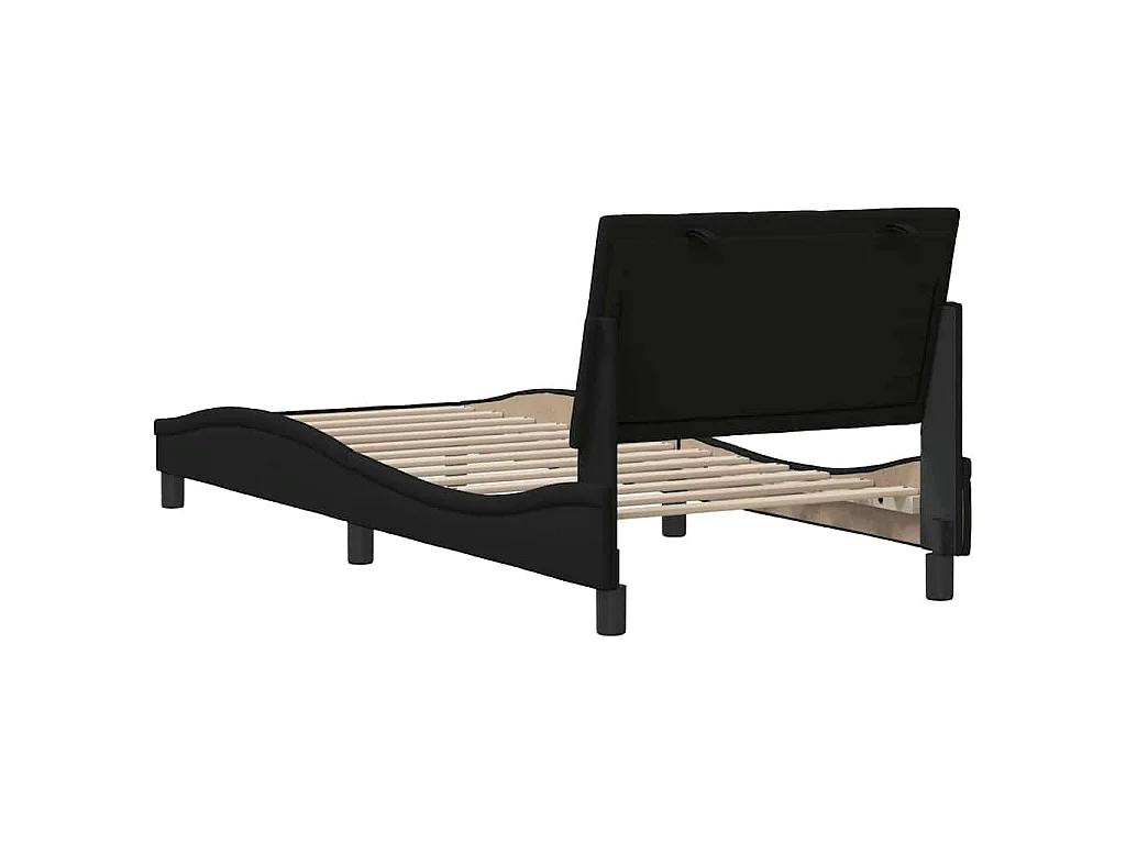 Estrutura de cama sem colchão Hanko 90x190 cm tecido preto