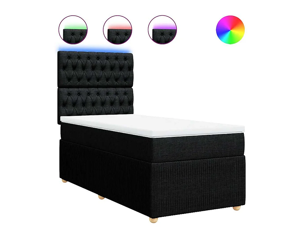 Cama com molas/colchão 100x200 cm tecido preto