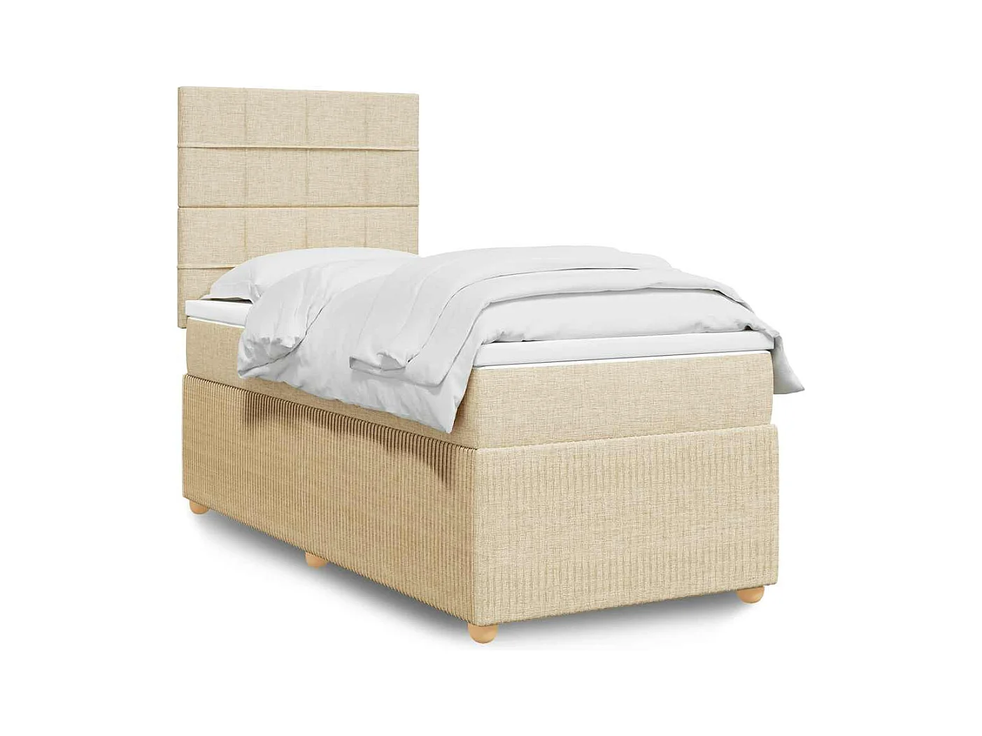 Sommier à lattes de lit avec matelas Crème 100x200 cm Tissu
